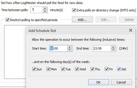 Scheduled monitoring for text logs
